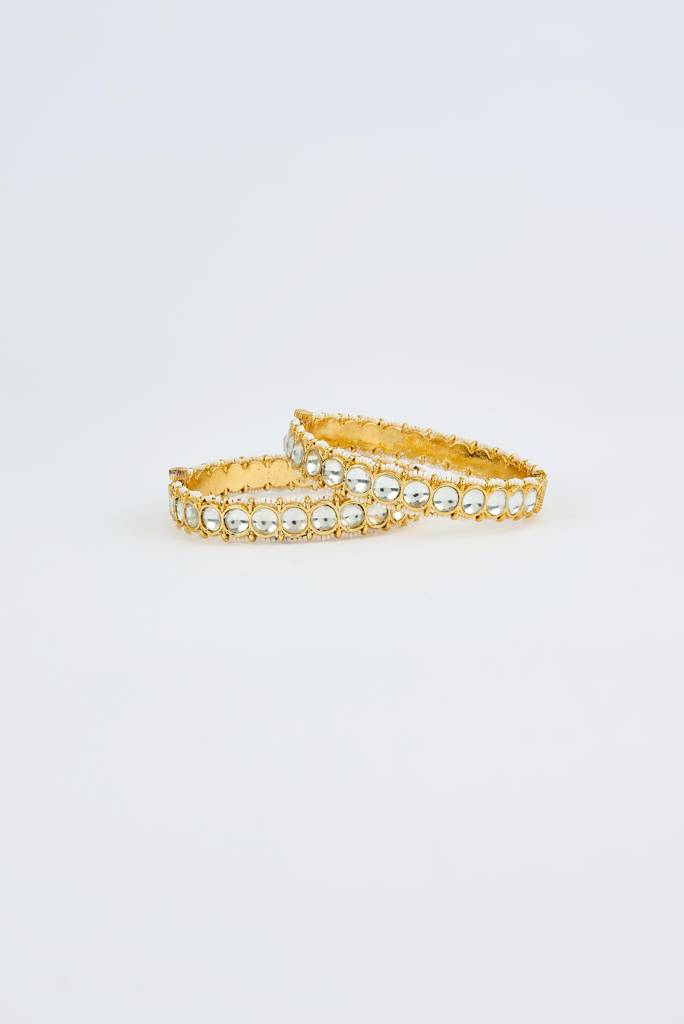 Vivinia By Vidhi Mehra Saadgi Gold Plated White Womens Kundan, Polki Pair Of Bangles -Vb660 : VB660