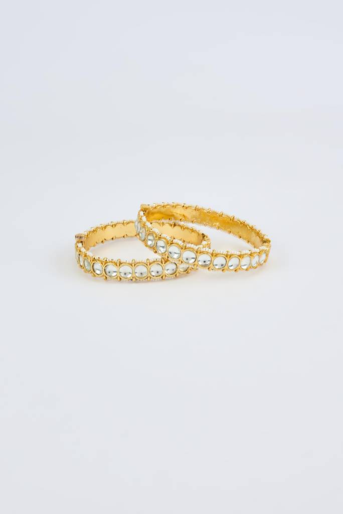 Vivinia By Vidhi Mehra Saadgi Gold Plated White Womens Kundan, Polki Pair Of Bangles -Vb660 : VB660