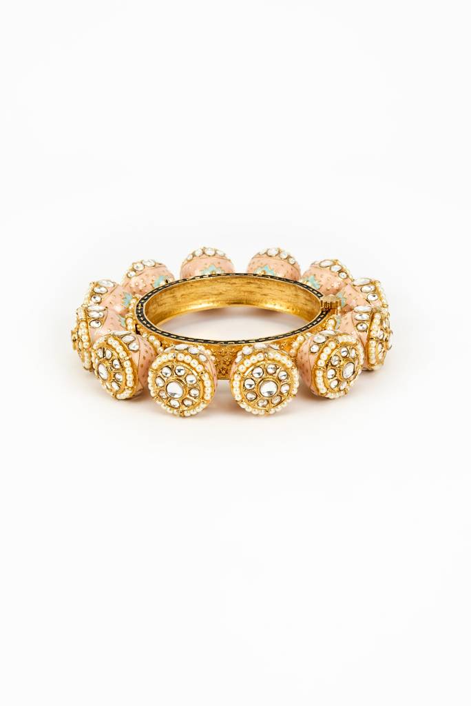 Vivinia By Vidhi Mehra Florence Gold Plated Peach Kundan, Polki Womens Kadas -Vb678 : VB678