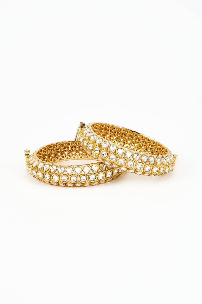 Vivinia By Vidhi Mehra Saadgi Gold Plated Kundan, Polki Womens Pair Of Bangles -Vb690 : VB690