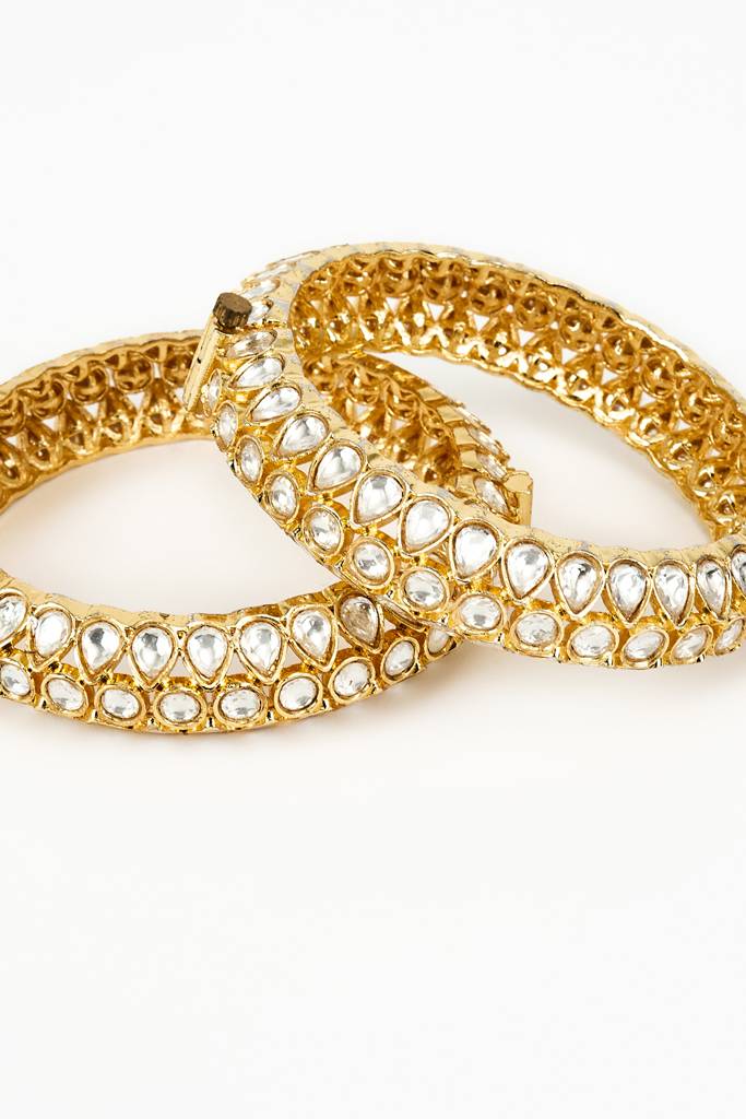 Vivinia By Vidhi Mehra Saadgi Gold Plated Kundan, Polki Womens Pair Of Bangles -Vb690 : VB690