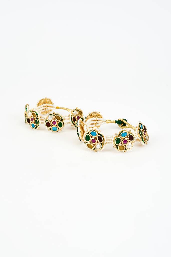 Vivinia By Vidhi Mehra Saadgi Gold Plated Multi Kundan, Polki Womens Pair Of Bangles -Vb702 : VB702