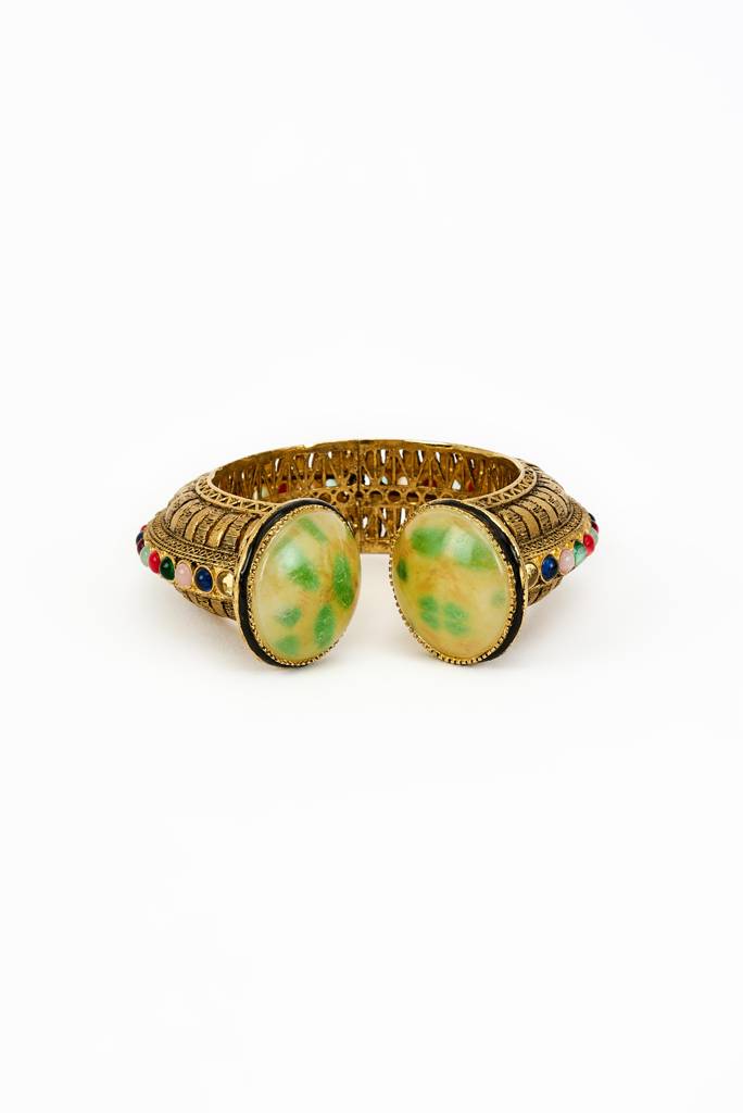 Vivinia By Vidhi Mehra Florence Gold Plated Green Kundan, Polki Womens Kadas -Vb703 : VB703