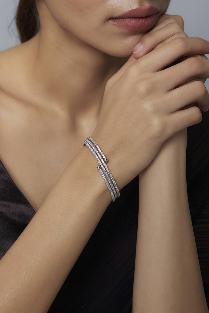 Vivinia By Vidhi Mehra Zia Silver Plated Womens Zircon Kadas (Freesize)-Vb721 : VB721