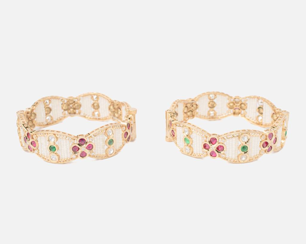Vivinia By Vidhi Mehra Ismarrah 2.0 Gold Plated Beads/Synthetic Stone Bangles ( Set Of 2 )-Vb734 : VB734