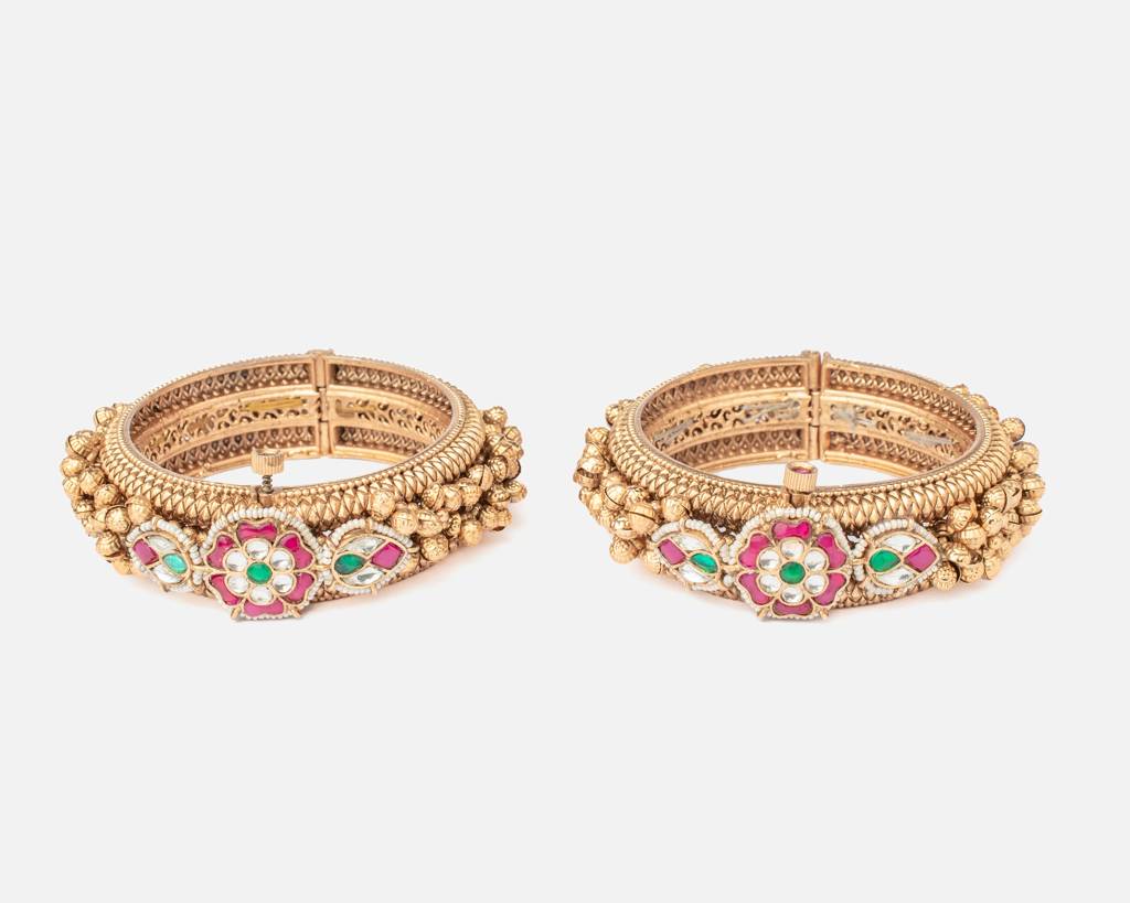 Vivinia By Vidhi Mehra Ismarrah 2.0 Gold Plated Synthetic Stone Bangles ( Set Of 2 )-Vb738 : VB738