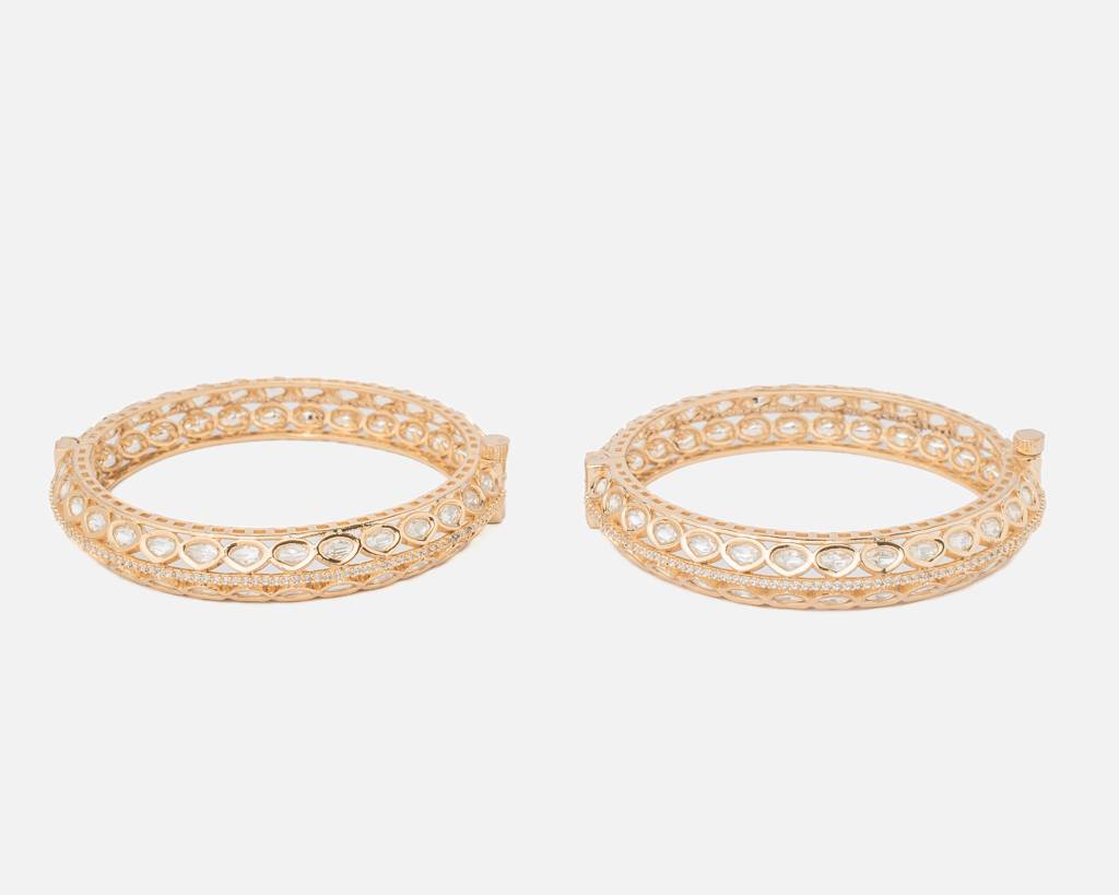 Vivinia By Vidhi Mehra Ismarrah 2.0 Gold Plated Kundan/Polki Bangles ( Set Of 2 )-Vb739 : VB739