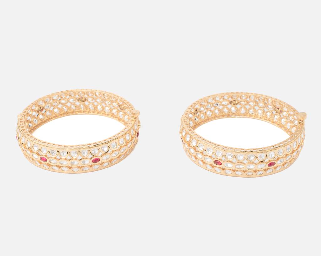 Vivinia By Vidhi Mehra Ismarrah 2.0 Gold Plated Kundan/Polki Bangles ( Set Of 2 )-Vb741 : VB741