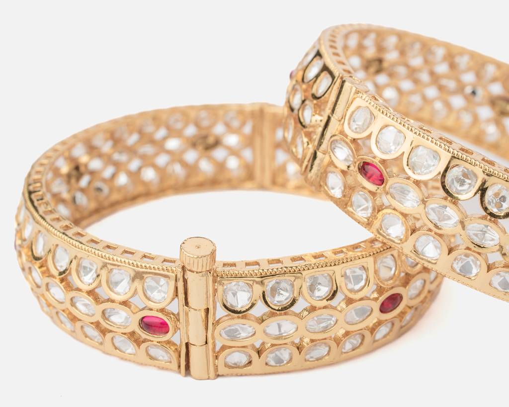 Vivinia By Vidhi Mehra Ismarrah 2.0 Gold Plated Kundan/Polki Bangles ( Set Of 2 )-Vb741 : VB741