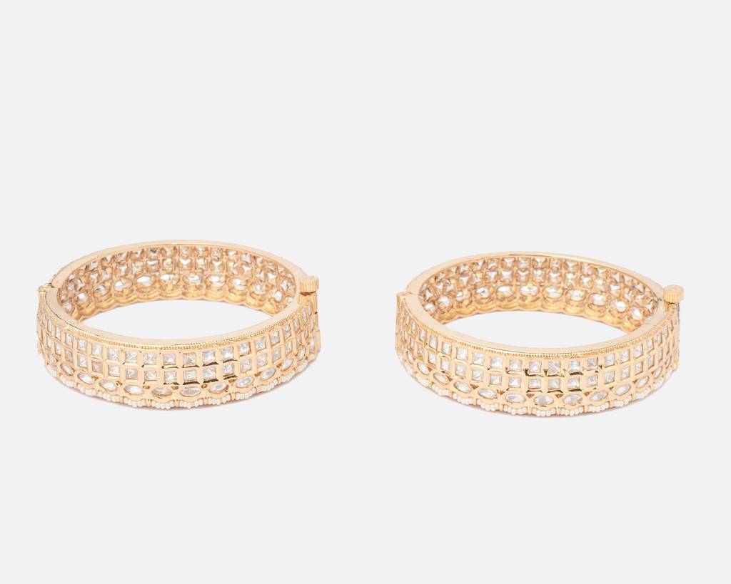 Vivinia By Vidhi Mehra Ismarrah 2.0 Gold Plated Kundan/Polki Bangles ( Set Of 2 )-Vb751 : VB751