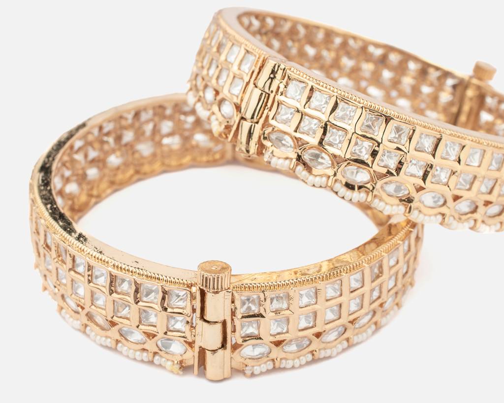 Vivinia By Vidhi Mehra Ismarrah 2.0 Gold Plated Kundan/Polki Bangles ( Set Of 2 )-Vb751 : VB751