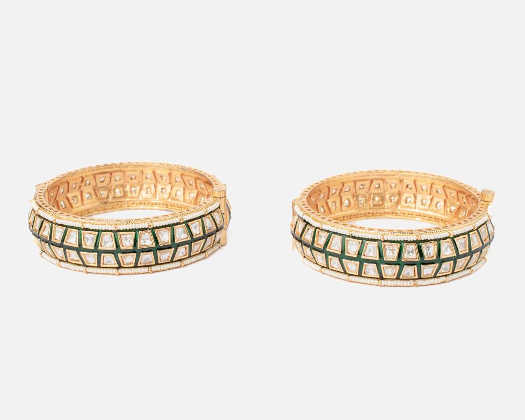 Vivinia By Vidhi Mehra Ismarrah 2.0 Gold Plated Kundan/Polki Bangles ( Set Of 2 )-Vb752 : VB752