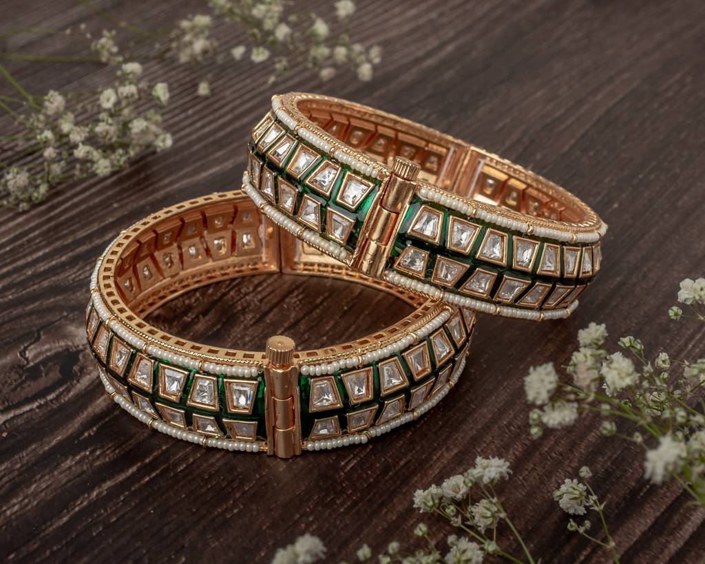 Vivinia By Vidhi Mehra Ismarrah 2.0 Gold Plated Kundan/Polki Bangles ( Set Of 2 )-Vb752 : VB752