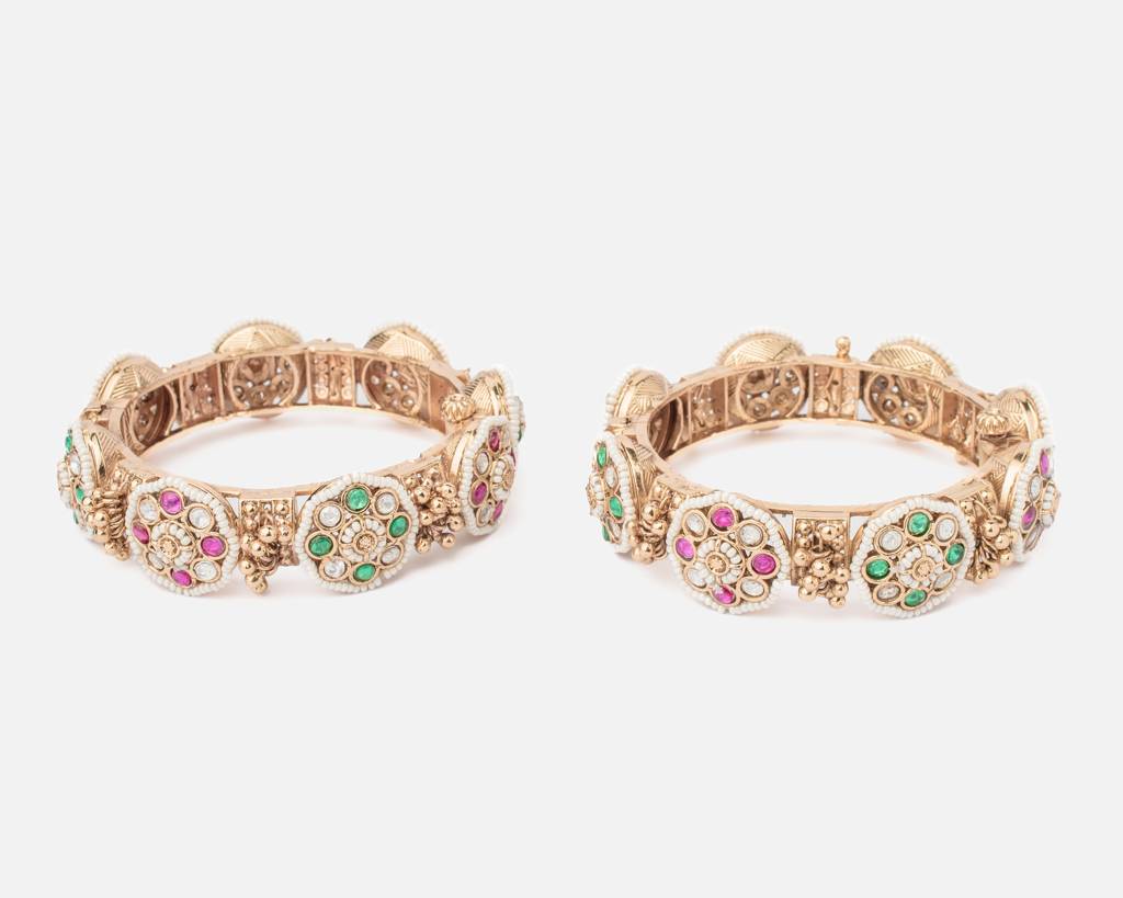 Vivinia By Vidhi Mehra Ismarrah 2.0 Gold Plated Kundan/Synthetic Stone Bangles ( Set Of 2 ) : VB755