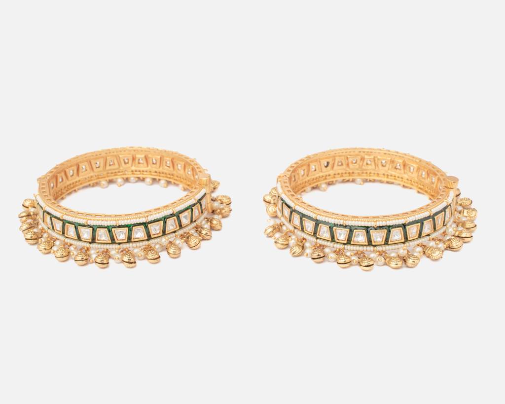 Vivinia By Vidhi Mehra Ismarrah 2.0 Gold Plated Kundan/Polki Bangles ( Set Of 2 )-Vb757 : VB757