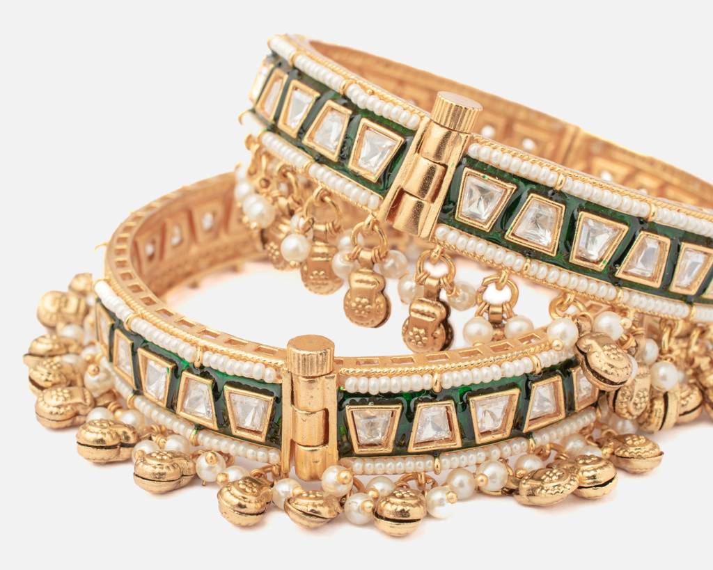 Vivinia By Vidhi Mehra Ismarrah 2.0 Gold Plated Kundan/Polki Bangles ( Set Of 2 )-Vb757 : VB757