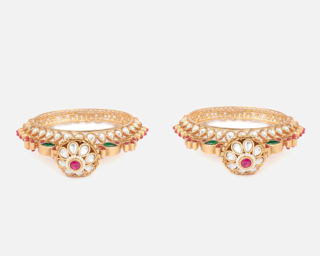 Vivinia By Vidhi Mehra Ismarrah 2.0 Gold Plated Kundan/Polki Bangles ( Set Of 2 )-Vb759 : VB759