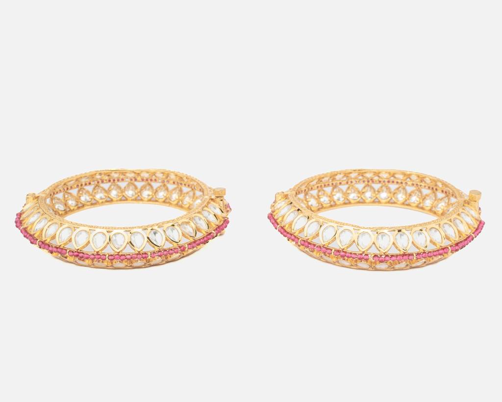 Vivinia By Vidhi Mehra Ismarrah 2.0 Gold Plated Kundan/Polki Bangles ( Set Of 2 )-Vb761 : VB761