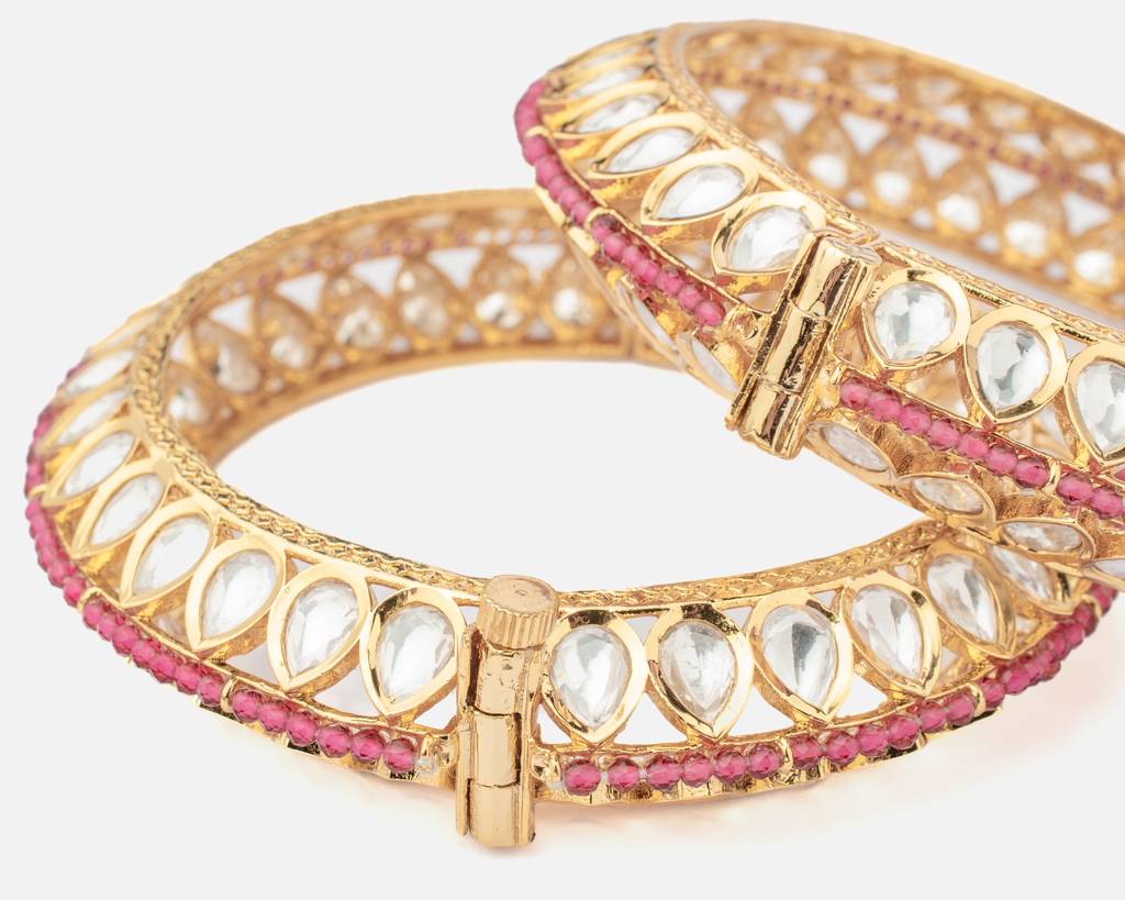 Vivinia By Vidhi Mehra Ismarrah 2.0 Gold Plated Kundan/Polki Bangles ( Set Of 2 )-Vb761 : VB761