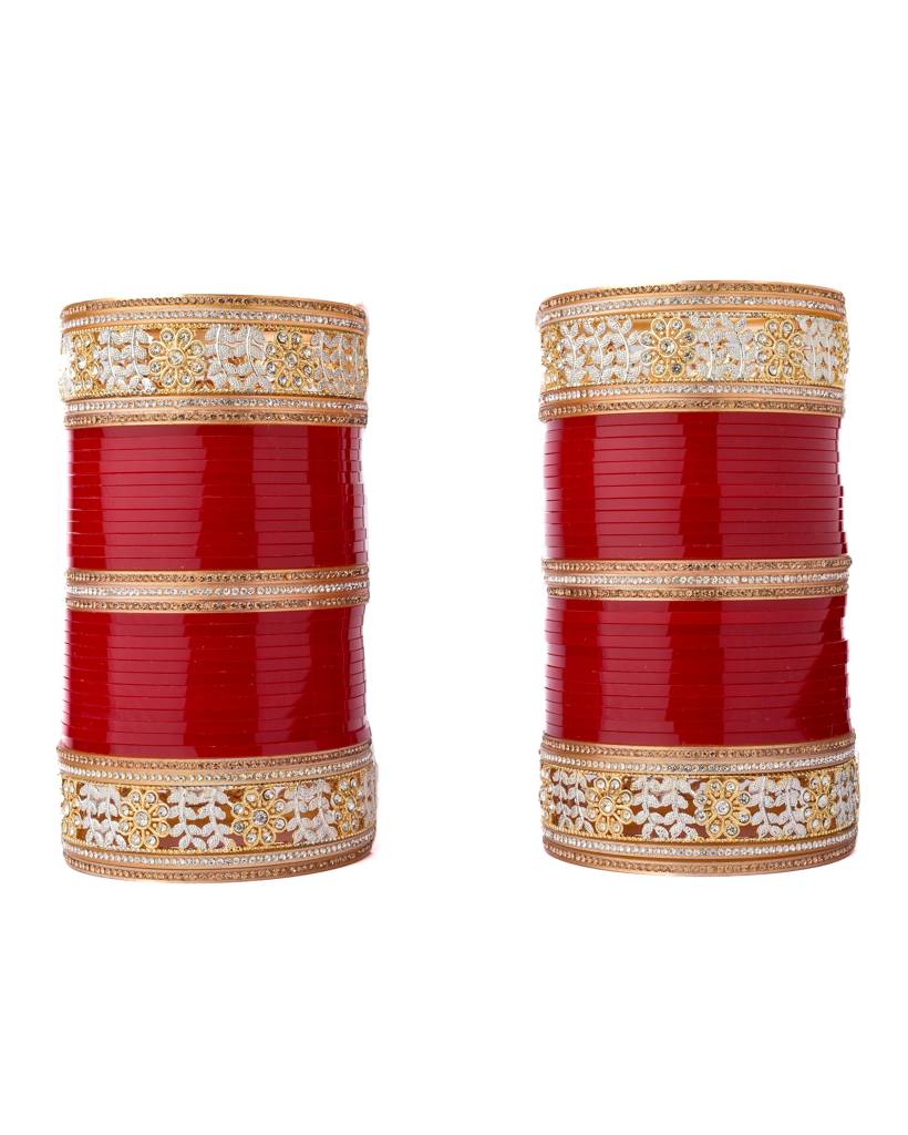 Vivinia By Vidhi Mehra Gold Plated Red Womens Pair Of Chuda Set -Vch001 : VCH001