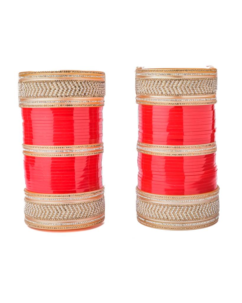 Vivinia By Vidhi Mehra Gold Plated Red Womens Pair Of Chuda Set -Vch002 : VCH002