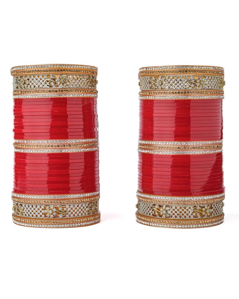Vivinia By Vidhi Mehra Gold Plated Red Womens Pair Of Chuda Set -Vch006 : VCH006