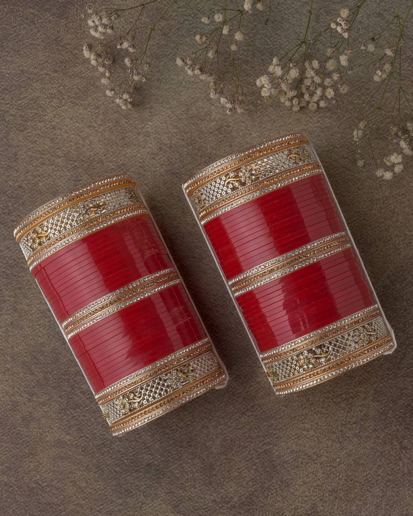 Vivinia By Vidhi Mehra Gold Plated Red Womens Pair Of Chuda Set -Vch006 : VCH006