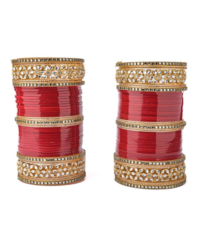 Vivinia By Vidhi Mehra Gold Plated Red Womens Pair Of Chuda Set -Vch007 : VCH007