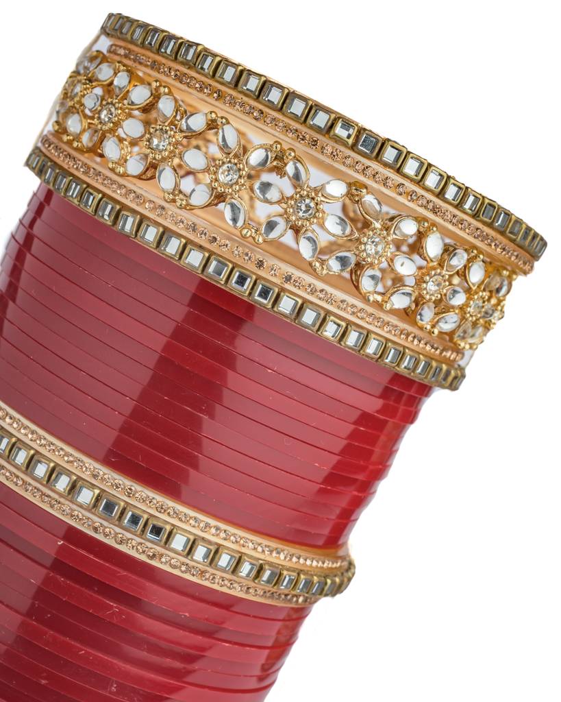 Vivinia By Vidhi Mehra Gold Plated Red Womens Pair Of Chuda Set -Vch007 : VCH007