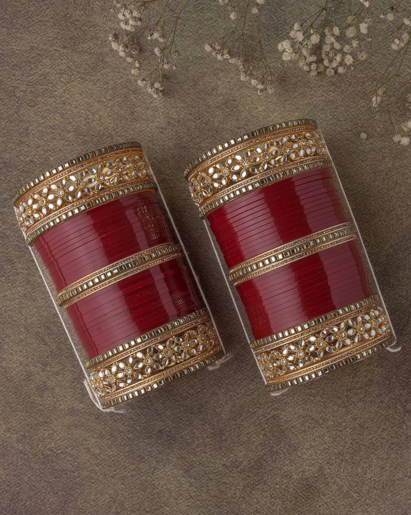 Vivinia By Vidhi Mehra Gold Plated Red Womens Pair Of Chuda Set -Vch007 : VCH007