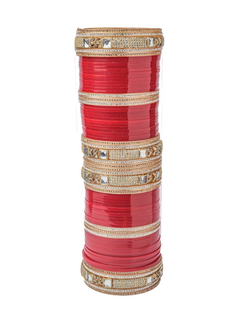 Vivinia By Vidhi Mehra Gold Plated Red Womens Pair Of Chuda Set -Vch010 : VCH010