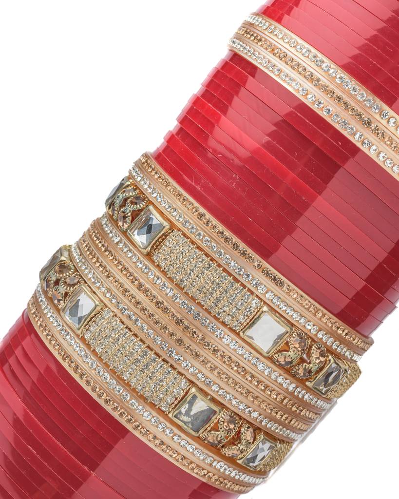 Vivinia By Vidhi Mehra Gold Plated Red Womens Pair Of Chuda Set -Vch010 : VCH010
