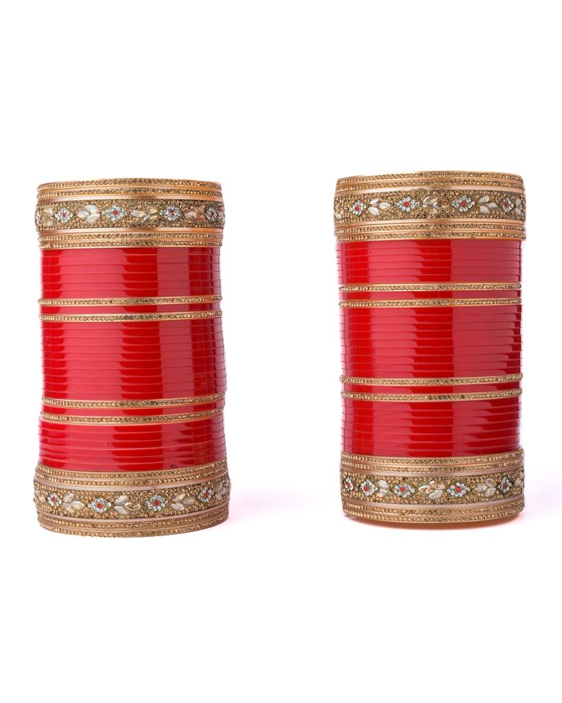 Vivinia By Vidhi Mehra Gold Plated Red Womens Pair Of Chuda Set -Vch015 : VCH015