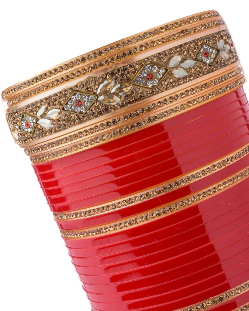 Vivinia By Vidhi Mehra Gold Plated Red Womens Pair Of Chuda Set -Vch015 : VCH015