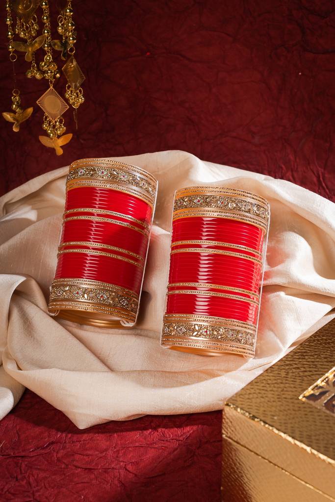 Vivinia By Vidhi Mehra Gold Plated Red Womens Pair Of Chuda Set -Vch015 : VCH015