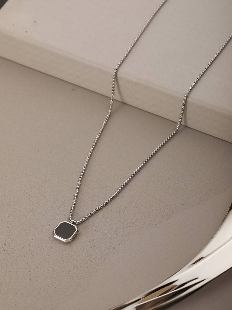 Men Silver-Plated Chain Necklace & Pendant : JSMNL1