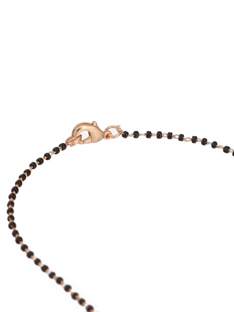 Gold-Plated Black Artificial Stones & Beads Studded Mangalsutra : MGS-JS23-50030