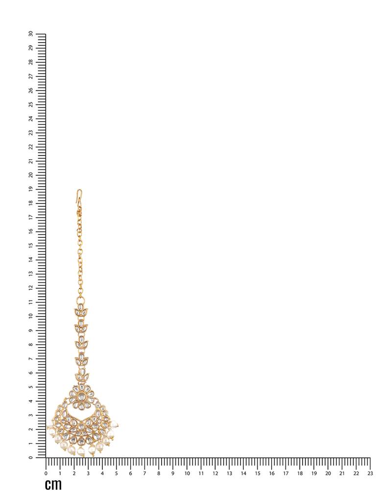 Women Gold-Plated Kundan Studded Maang Tikka Head Jewellery : MTK-JS24-11077