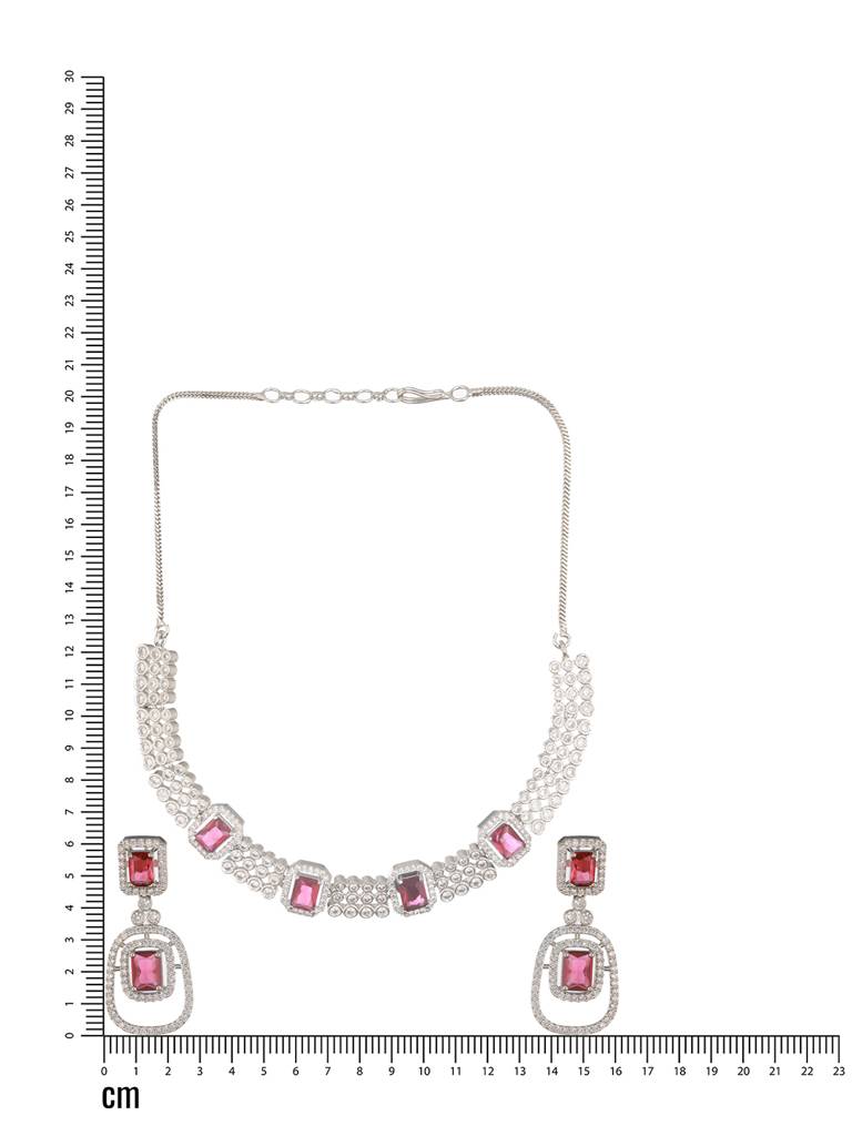 Silver-Plated Ad-Studded Jewellery Set : NL-JS24-40397