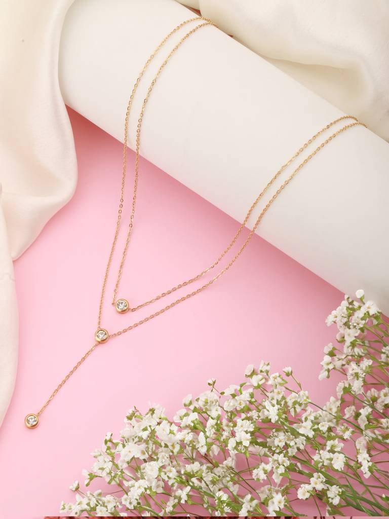 Triple Diamond Drop Necklace : NL-006