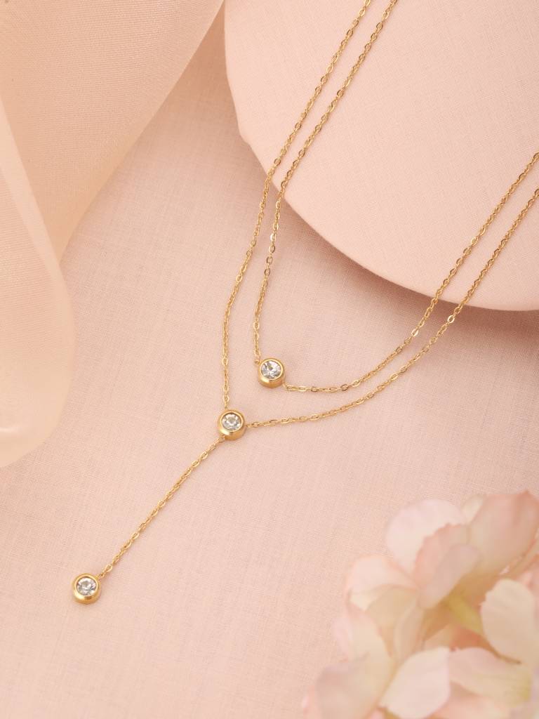 Triple Diamond Drop Necklace : NL-006