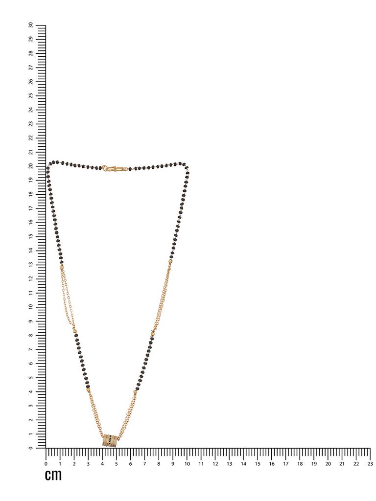 Gold-Plated Black Artificial Stones & Beads Studded Mangalsutra : MGS-JS23-50030