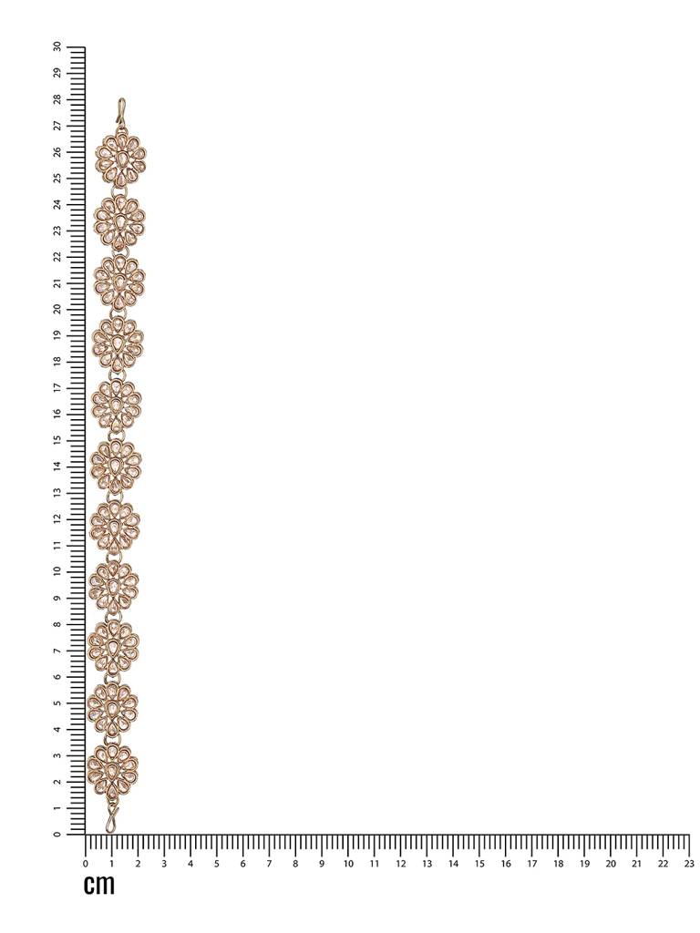 Mehandi Gold-Plated Kundan-Studded Floral Shaped Mathapatti : MPT-JS23-10014