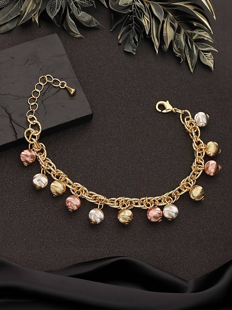 Anti-Tarnishgold Plated All Around Charms Balls Link Bracelet : STBR8109