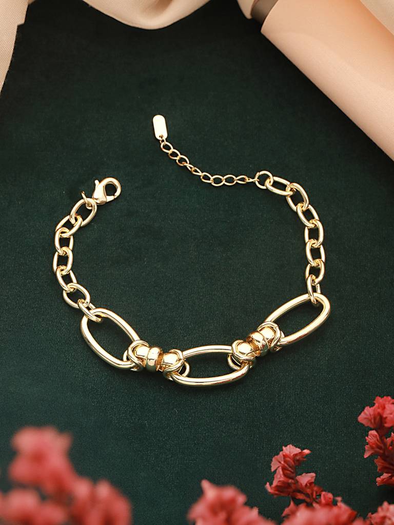 Anti-Tarnish18K Gold Plated Knotted Link Wraparound Bracelet : STBR8105