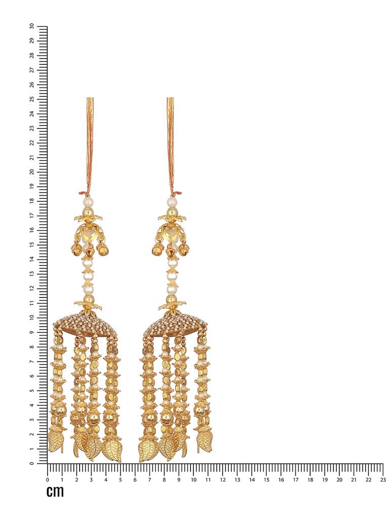 Set Of 2 Gold-Plated Stone Studded & Beaded Kaleera : JS23-KAL003