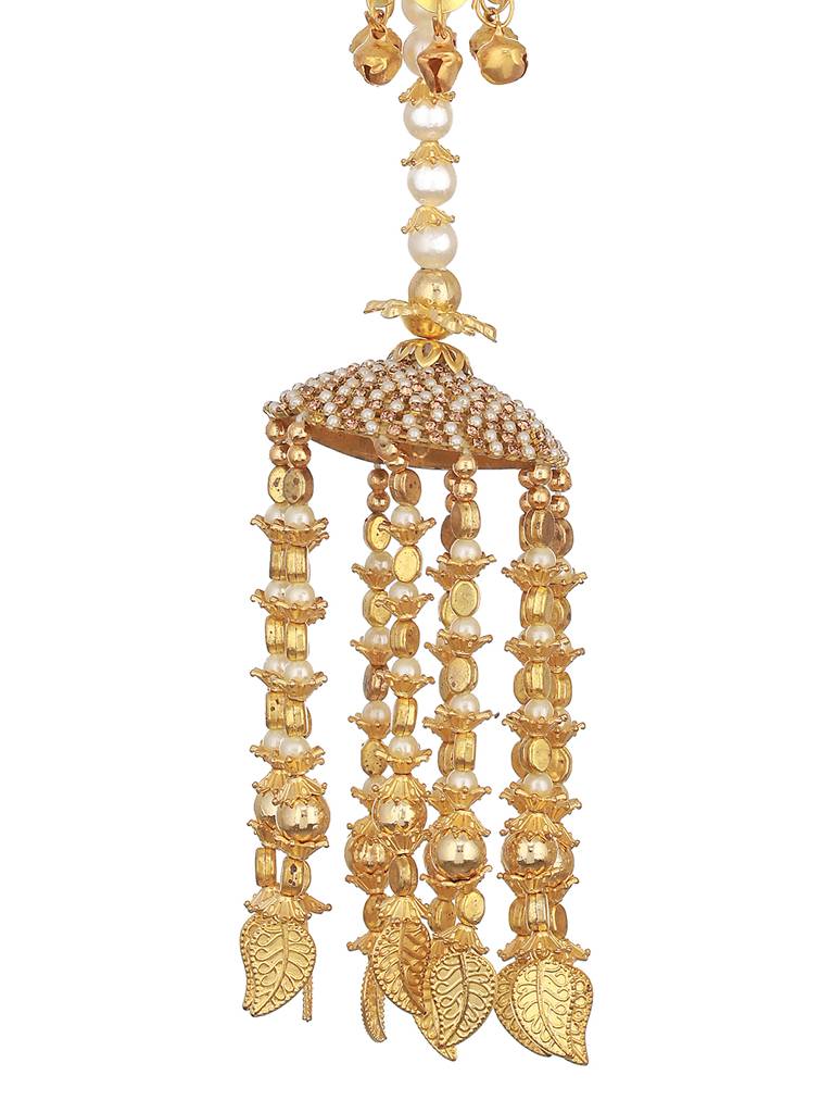 Set Of 2 Gold-Plated Stone Studded & Beaded Kaleera : JS23-KAL003
