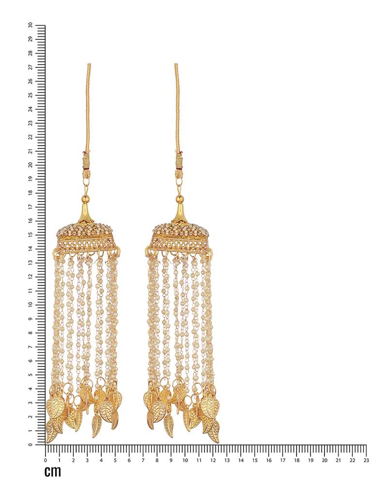 Pack Of 2 Gold Plated Stone Studded & White Pearl Beaded Bridal Square Dome Kaleeras Secured With Drawstring Clo : JS23-KAL006