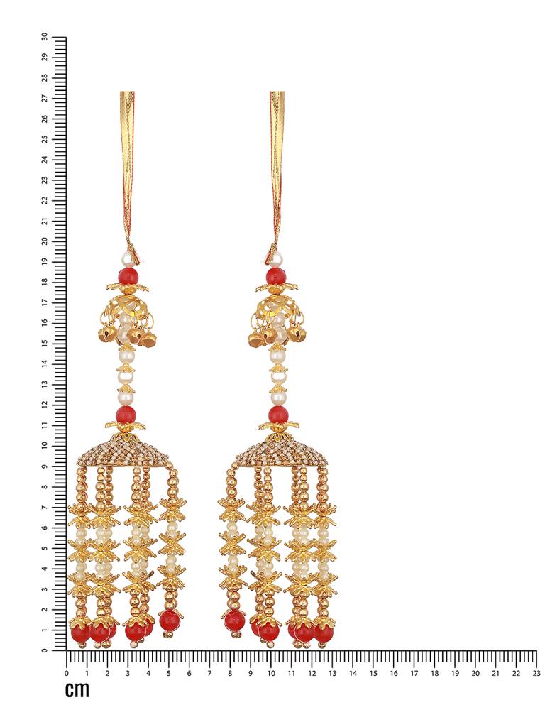 Set Of 2 Gold-Plated Stone-Studded & Beaded Kaleera : JS23-KAL002