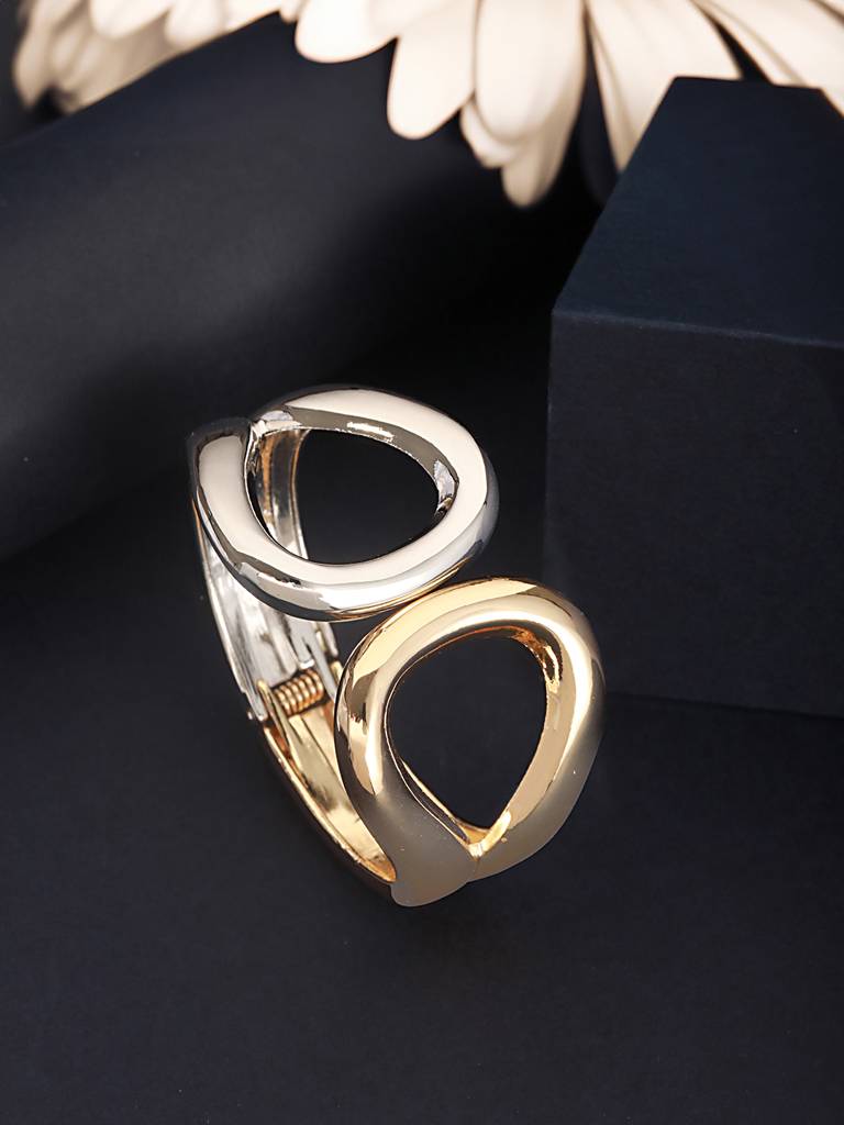 Anti-Tarnish18K Dual Toned Quirky Kada Cuff Bracelet : STBR8101